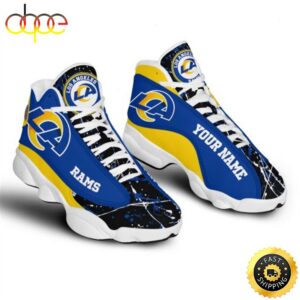 NFL Los Angeles Rams Custom Name Blue Black Yellow Version Air Jordan 13 Shoes