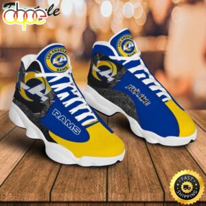 NFL Los Angeles Rams Custom Name Blue Yellow Grey Air Jordan 13 Shoes