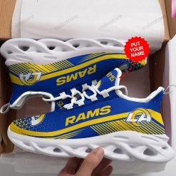 NFL Los Angeles Rams Custom Name Blue Yellow Max Soul Shoes