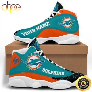 NFL Miami Dolphins Custom Name Aqua Black Air Jordan 13 Shoes