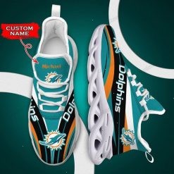 NFL Miami Dolphins Custom Name Aqua Black Max Soul Shoes V3