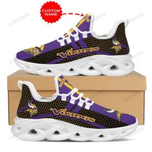 NFL Minnesota Vikings Custom Name Purple Black Pattern Max Soul Shoes