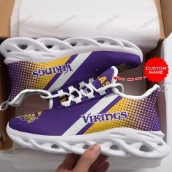 NFL Minnesota Vikings Custom Name Purple White Stripes Yellow Max Soul Shoes