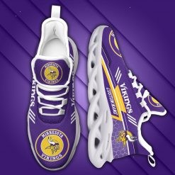 NFL Minnesota Vikings Custom Name Purple Yellow White Stripes Max Soul Shoes