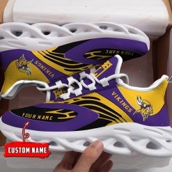 NFL Minnesota Vikings Custom Name Yellow Purple Black Max Soul Shoes