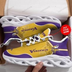 NFL Minnesota Vikings Custom Name Yellow Purple Style Max Soul Shoes