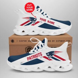 NFL New England Patriots Custom Name White Max Soul Shoes V2