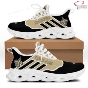 NFL New Orleans Saints Golden Black Stripes Logo Sneaker Max Soul Shoes Running Sneakers