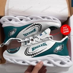 NFL Philadelphia Eagles Custom Name White Green Max Soul Shoes