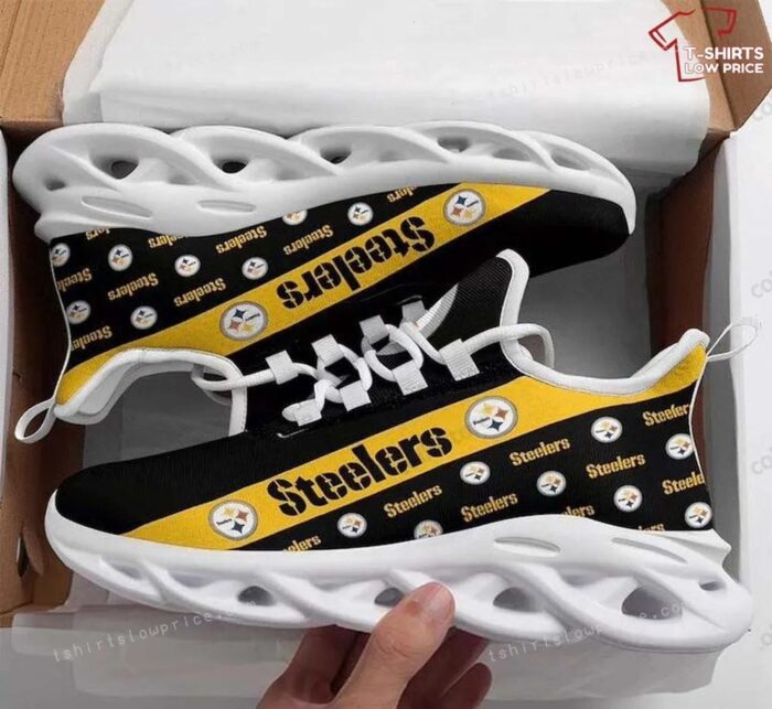 NFL Pittsburgh Steelers Black Golden Max Soul Shoes Running Sneakers
