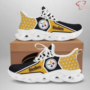 NFL Pittsburgh Steelers Black Golden Multi Icon Max Soul Shoes Running Sneakers