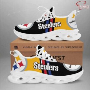 NFL Pittsburgh Steelers Black Golden Red Blue Stripes Max Soul Sneakers Sport Shoes