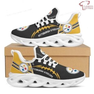 NFL Pittsburgh Steelers Black Golden Rugby Max Soul Shoes Running Sneakers