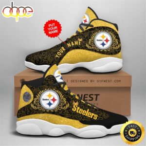 NFL Pittsburgh Steelers Custom Name Golden Black Air Jordan 13 Shoes