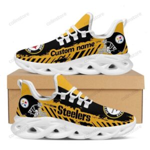 NFL Pittsburgh Steelers Custom Name Golden Black Max Soul Shoes V3