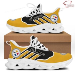NFL Pittsburgh Steelers Golden Black Logo Sneakers Max Soul Shoes