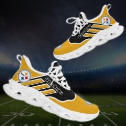 NFL Pittsburgh Steelers Golden Black Logo Sneakers Max Soul Shoes for Fans