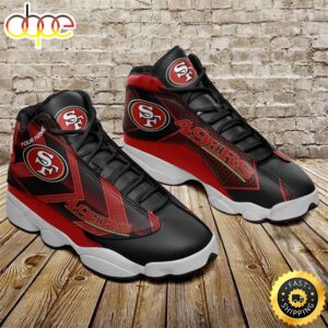 NFL San Francisco 49ers Custom Name Black Red Air Jordan 13 Shoes