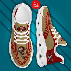 NFL San Francisco 49ers Custom Name Golden Pattern Max Soul Shoes