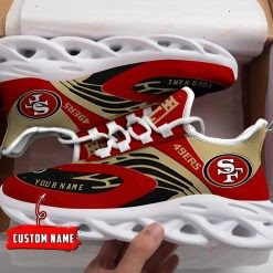 NFL San Francisco 49ers Custom Name Golden Red Black Max Soul Shoes