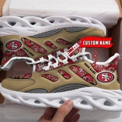 NFL San Francisco 49ers Custom Name Golden Red Max Soul Shoes