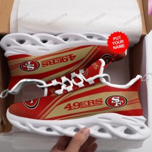 NFL San Francisco 49ers Custom Name Red Golden Max Soul Shoes V4