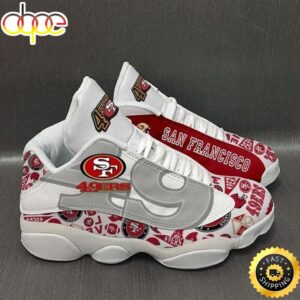 NFL San Francisco 49ers White Big Logo Air Jordan 13 Shoes
