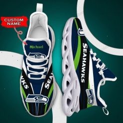 NFL Seattle Seahawks Custom Name Navy Black Max Soul Shoes