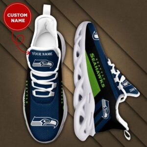 NFL Seattle Seahawks Custom Name Navy Black Max Soul Shoes V3