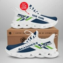 NFL Seattle Seahawks Custom Name Navy White Max Soul Shoes