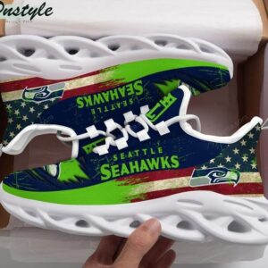 NFL Seattle Seahawks Navy Green American Flag Max Soul Shoes