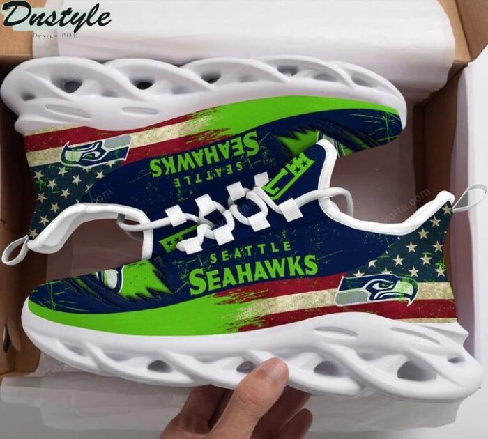NFL Seattle Seahawks Navy Green American Flag Max Soul Shoes