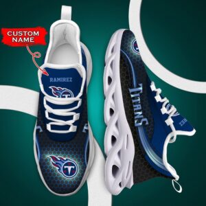 NFL Tennessee Titans Custom Name Navy Blue Max Soul Shoes