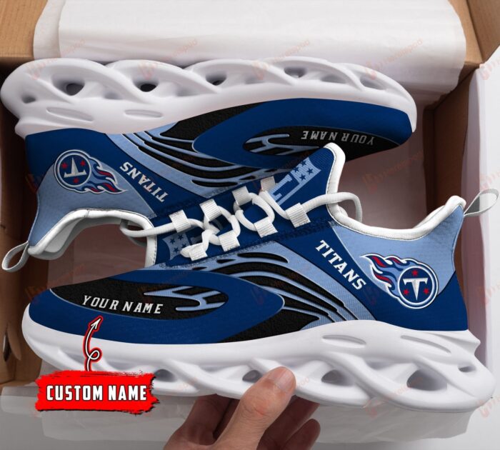 NFL Tennessee Titans Custom Name Navy Blue Max Soul Shoes V2