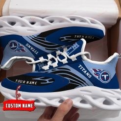 NFL Tennessee Titans Custom Name Navy Blue Max Soul Shoes V2