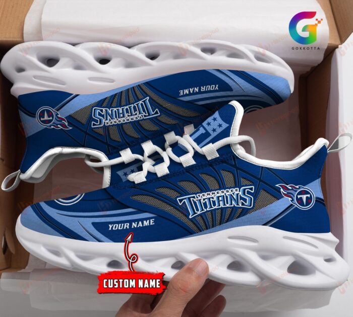 NFL Tennessee Titans Custom Name Navy Blue Max Soul Shoes V4