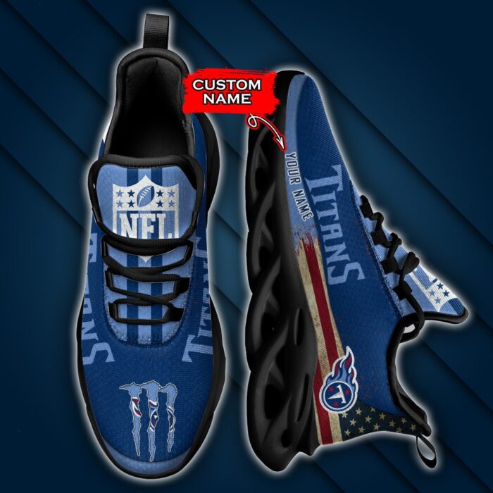 NFL Tennessee Titans Max Soul Sneaker Monster Custom Name 42M12