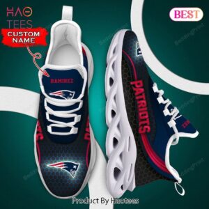 New England Patriots NFL Custom Name Black Blue Max Soul Shoes