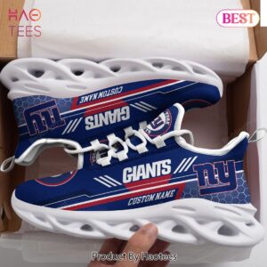 New York Giants Custom Name Blue White Max Soul Shoes