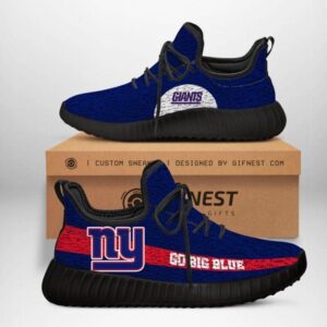 New York Giants Go Big Blue Yeezy Shoes For Men And Women
