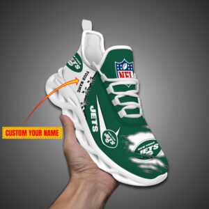 New York Jets Personalized Ripped Design NFL Max Soul Shoes