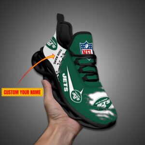 New York Jets Personalized Ripped Design NFL Max Soul Shoes