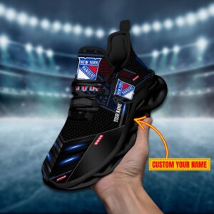 New York Rangers Personalized NHL Sport Black Max Soul Shoes