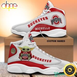 Ohio State Buckeyes Fans Baby Yoda Custom Name Air Jordan 13 Sneaker Shoes