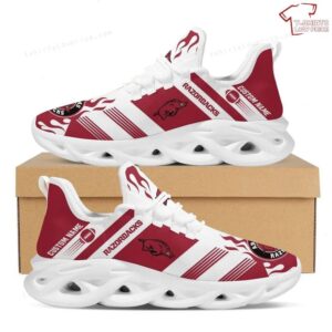 Personalize NCAA Arkansas Razorbacks Red White Max Soul Sneakers Running Shoes