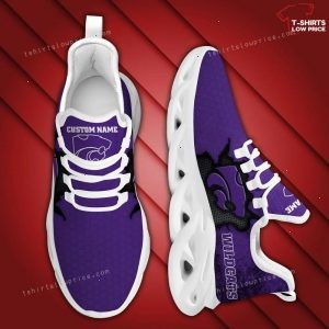 Personalize NCAA Kansas State Wildcats Purple Max Soul Sneakers Sport Shoes