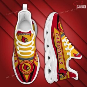 Personalize NCAA Louisville Cardinals Gold Red Max Soul Sneakers Sport Shoes
