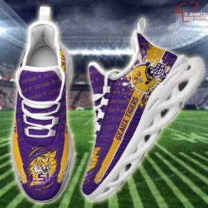 Personalize NCAA Lsu Tigers Purple Logo Max Soul Shoes Running Sneakers