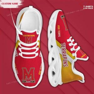 Personalize NCAA Maryland Terrapins Red Yellow Max Soul Sneakers Sport Shoes