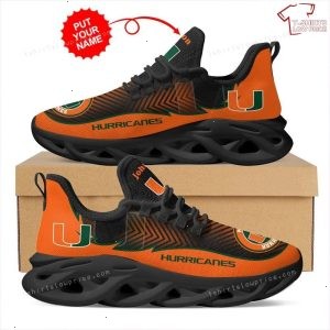 Personalize NCAA Miami Hurricanes Orange Black Max Soul Sneakers Running Shoes